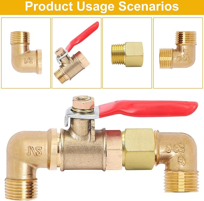2pcs Brass Pipe Fitting 90 Degree Elbow 1" NPT Male to 1" NPT Female Pipe Fittings