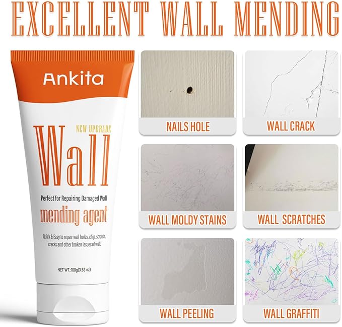 Spackle Wall Repair Kit(Color Match), Drywall Repair Filler for Wall Hole, Exterior Wall Putty for Filling Holes, Wall Mending Agent with Scraper, Easy Patch Paste Solution to Fill Wall Dent & Scratch