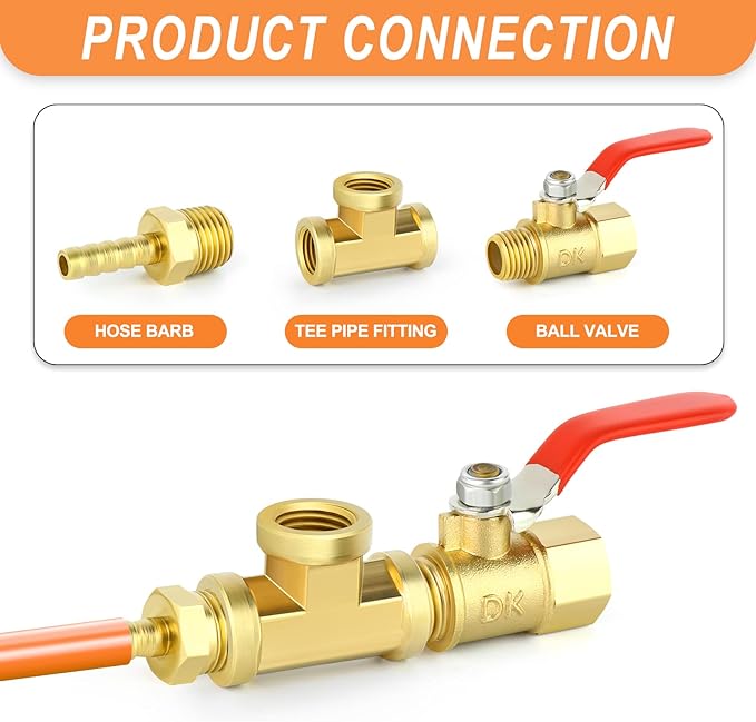 GASHER 5 Pcs Brass Tee Fitting, 1/2" x 1/2" x 1/2" NPT Female Pipe Fittings