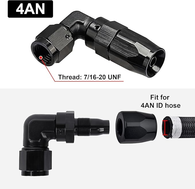 EVIL ENERGY 4AN Hose End Fitting 90 Degree Swivel Low Profile Forged Aluminum for CPE Braided Line