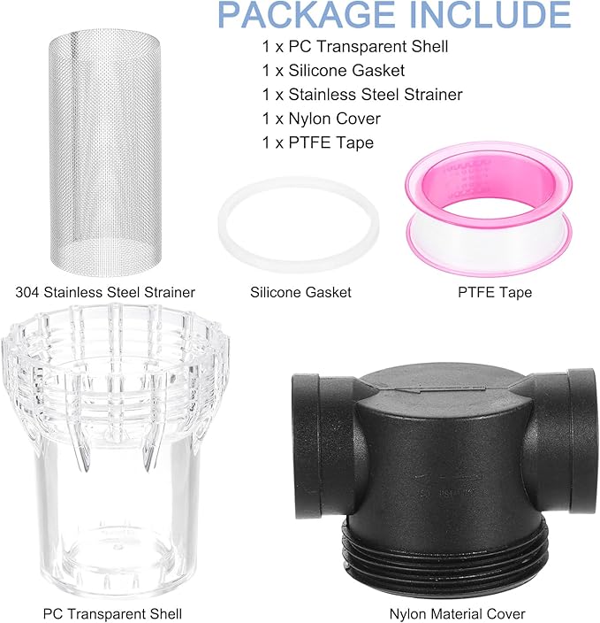 uxcell Pressure Washer Filter 1" NPT Female Thread, Inline Mesh Strainer Attachment, Stainless Steel Screen with Sealant Tape for Outdoor Gardening Inlet Water (Size:40 Mesh)