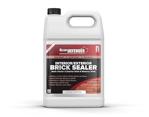 Brick Sealer Satin Sheen - Water Based, Reduces Dust, Easy Clean - 1 Gallon