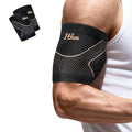 Copper Bicep Tendonitis Brace, Bicep Compression Sleeve for Pain Relief, Upper Arm Brace for Men and Women Muscle Strains Tear Injury (Copper, Medium)
