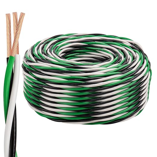 12 AWG THHN Wire 100FT 3-Color Set (Black/White/Green) – Stranded Copper, Pre-Twisted Conductors, THHN/THWN-2 Rated, 600V, Nylon Jacket for Conduit, Residential & Commercial Wiring