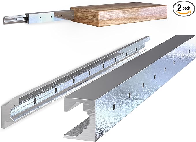 Hovr Solutions Slim 47" (4-Foot) Aluminum Floating Shelf Bracket System, 125LB Load Capacity, Hidden Support Bracket Up to 63” Shelf, 2-Pack