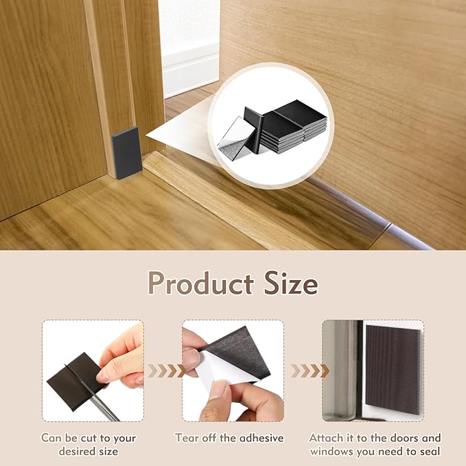 12Pcs Black Self-Adhesive Door Corner Seal, High Elastie Foam Door Corner Seals Weather Stripping Draft Stopper Frame Seal for Exterior Doors, Noise Insulation & Weather Protection