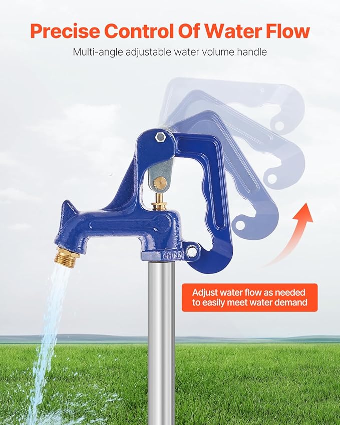 VEVOR Frost Proof Yard Hydrant, 5.25 FT Freeze-Proof Outdoor Faucet with 36" Bury Dept, 3/4" NPT Pipe Connection & 3/4" NH Hose Coupling, Heavy-Duty Cast Iron Hydrant for Yard, Garden, Farm Irrigation