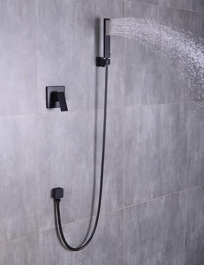 Brass Wall Supply Elbow, Nicmondo G1/2” Square Shower Hose Connector, Drop Ell Wall-mounted Union Water Outlet for Handheld Shower Handshower, Matte Black
