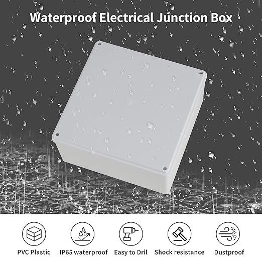 9" x 9" x 4" PVC Plastic Dustproof Waterproof Box IP65 Electrical Junction Boxes Project Junction Conduit Box for Outdoor Enclosure