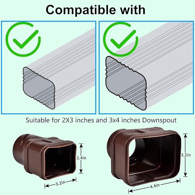 7ft Long Gutter Downspout Extensions, Outer Diameter 3" Downspout Extender for Rainwater Drainage, Flexible Drainage Pipe Suitable for 2"×3" and 3"×4" Downspout (Brown-1-Pack)