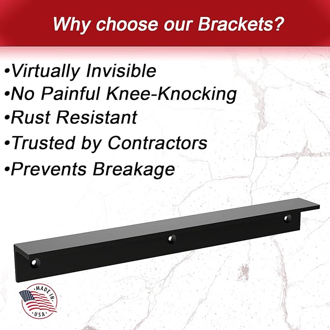 The Original Wall Cleat – Heavy Duty Support Bracket Dishwashers Sink Support Bracket Securing Countertops. – Invisible Wall Mounting Hardware for Secure,Flush Installations.(18 Inches) Aluminum