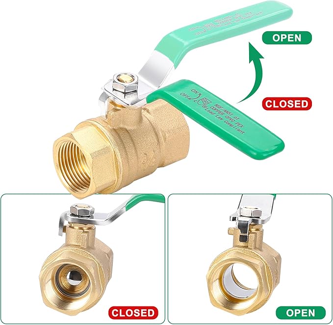 WYNNsky 2PCS 3/4’’ NPT Ball Valve, Lead-Free Brass, Full Port Shut Off Valve