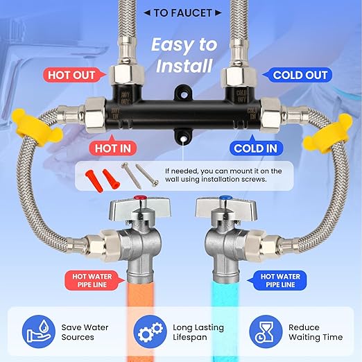 Upgraded WP596816 Hot Water Recirculating Pump Sensor Valve Kit (2-Pack)– New Copper Finish,Fits watts 500800/500805&grundfos UP Comfort Systems.Includes 2 Brass Valves,4x12 Lines,4 Fittings