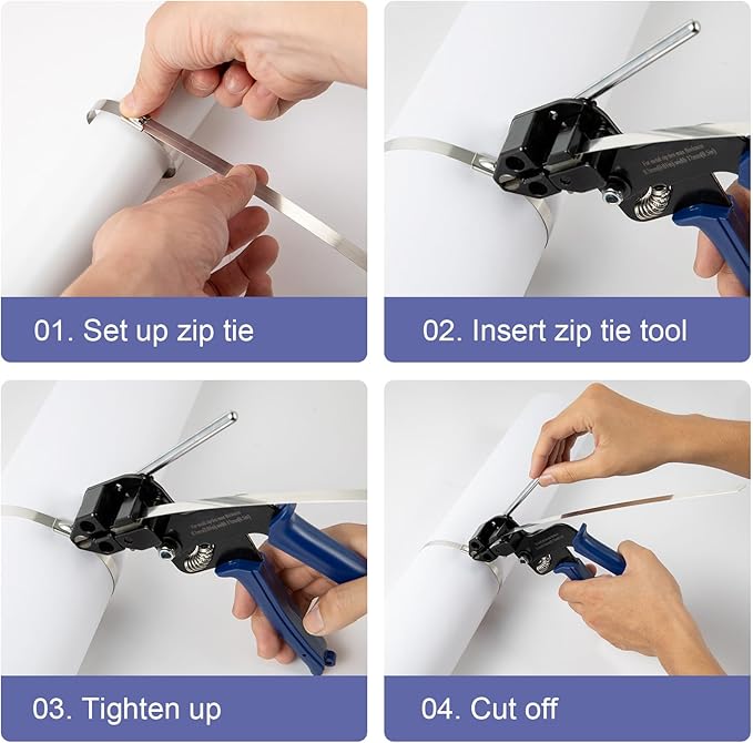 OFFO Metal Zip Ties Cutter for Stainless Steel Tie Wrap,Tensioning Installation Cutting Tool for Self-Locking Stainless Zip Ties with Free Zip Tie Release Tool, Two-handed Mode