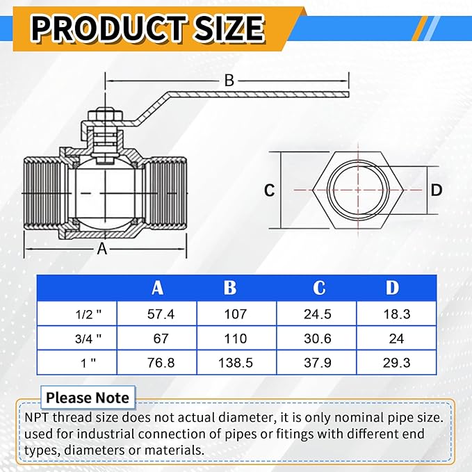 Boltigen 3/4 inch Forged Brass Ball Valve, 2Pack Heavy Duty Full Port Shut Off Valve with Double Female NPT Threaded, 600 WOG Long Handle Metal Plumbing Full Bore Control Valve Pipe Connector Fitting
