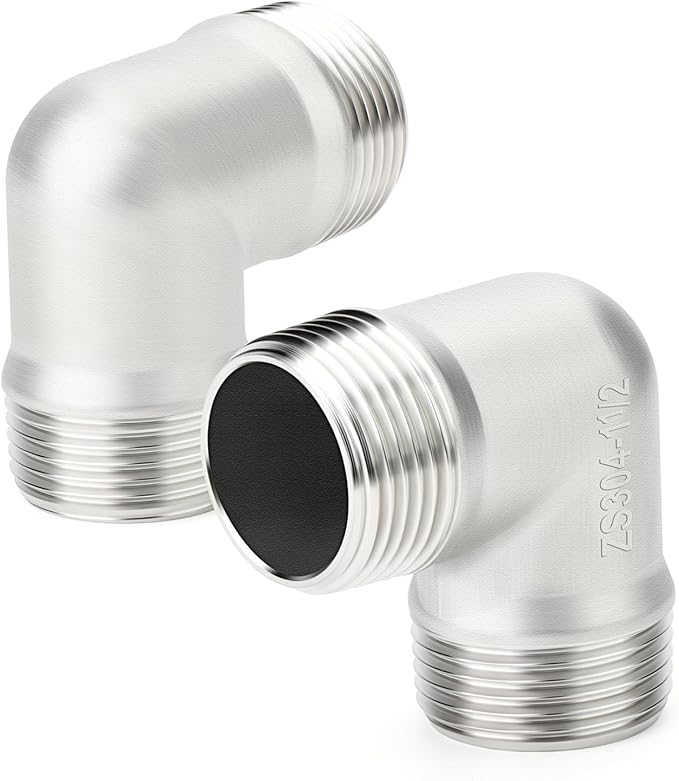 TAISHER 2PCS 304 Stainless Steel 90 Degree elbow,1-1/2" NPT Male × 1-1/2" NPT Male Thread Pipe Fitting