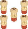 5PCS D.O.T Brass Compression Straight Union Fittings, 1/2" Tube OD x 3/8" NPT Thread Air Compression Union Nylon Tubing for Truck Airlines and Industrials