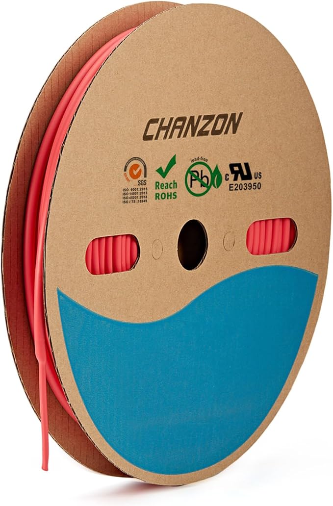 Chanzon 3:1 Ratio - 80ft Roll - Heat Shrink Tubing 1/8" (3.2mm) - Marine Grade Waterproof Adhesive Lined - (25M Total Length) Red Polyolefin Sleeving Wrap Shrinking 3 to 1 Ratio 1pcs