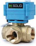 U.S. Solid 3/4" 3 Way Brass Motorized Ball Valve L Type AC/DC9-24V, Water Shutoff Valve with Manual Function, Standard Port, NOT for Drinking Water