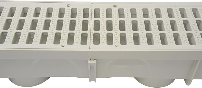 NDS 5” Pro Series Deep Profile Channel Drain Kit With HDPE Plastic Grates and End Caps, Trench & Channel Drainage For Driveway, Patio, Pool Deck, Courtyard, 5.5” x 39.4”, Gray
