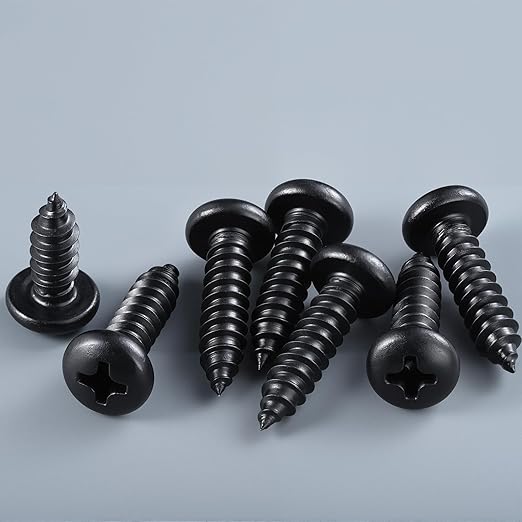 #8 x 3/4 Inch Pan Head Wood Screws, Phillips Drive, Black Oxide Stainless Steel 304 (18-8), Self Tapping for Wood, Sheet Metal Screws, 200 Pack