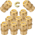 HeSun 10-Pack Pushfit Female Adapter, 3/4" FNPT x 3/4" Push to Connect Plumbing Fittings with Disconnect Clip, Brass Push-fit Fittings for PEX, Copper, CPVC, PE-RT Pipes