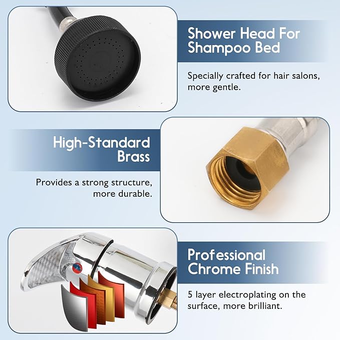 LukLoy Salon Shampoo Bowl Faucet Vacuum Breaker Kit with Shampoo Bowl Hose and Sprayer Replacement Part for Shampoo Bed,Hair Salon Sink Faucet Sprayer Hose Set
