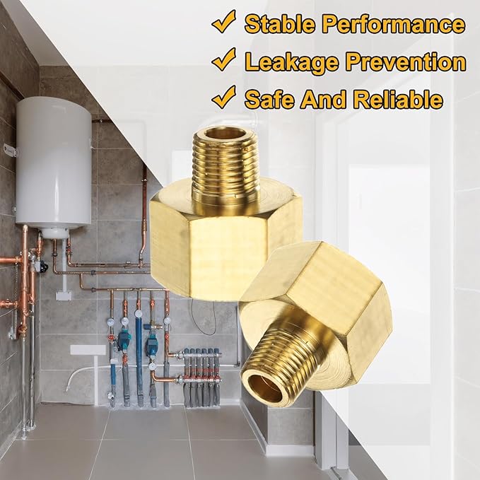 PATIKIL Brass Pipe Fitting, 3Pcs 1/8" NPT Male to 3/8" NPT Female Pipe Reducer Adapter Extension Connectors Brass Fittings for Water Gas Refrigeration