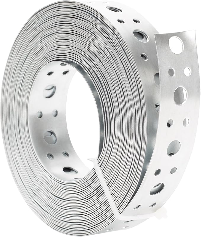 Galvanized Metal Pipe Strap 1-Inch x 33FT 0.6mm Thickness for Pipe Support Pipe Hanger Strap Metal Strapping with Holes