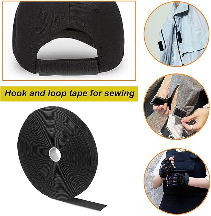 16Ft x 0.8In Adjustable Cable Straps with Buckles, Free Cut Length, Black Reusable Fastening Cable Ties, Hook and Loop Securing Strap for Cable Tidy, Wire Management, Cord Organiser