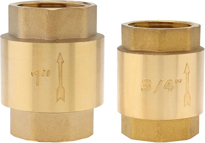 1 Inch Brass Check Valve, PNXKTXO One Way Spring Check Valves In-line Female Thread Horizontal Backflow Preventer for Well/Pump/Tank