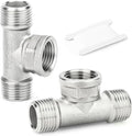 TAISHER 2PCS 304 Stainless Steel Tee Pipe Fittings, 3/8" NPT Male x 3/8" NPT Female x 3/8" NPT Male Pipe Fittings, Female Branch Tee