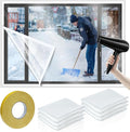 6 Pcs 47 x 63 Inch Window Insulation Kit - Cuttable Transparent Shrink Film With Double Side Tape for Patio Winterizing - Reusable Plastic for Thicken Warm Winter Windows