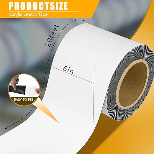 Stretch Tape for Windows & Doors, 6" x 20' Roll UV Resistant Flashing Tape Waterproof, Self-Adhesive Flashing Tape for Windows, Weather Window Tape with Advanced Acrylic Adhesive, Black (4, 6" x 20')