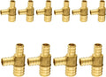 10-Pack PEX Fittings Niikappu 1"x3/4"x3/4" Pex Tee, Brass Crimp Pipe Fittings for PEX Pipes, ASTM F1807