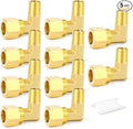 GASHER 10PCS Brass 90 Degree Elbow Compression Tube Pipe Fitting Connector, 1/4" Tube OD x 1/8" NPT Male Connector