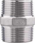 Hex Nipple 1-1/4" Male Pipe - Stainless Steel 304 NPT Threaded Adapter Pipe Fitting for connector line gas garden water coupling