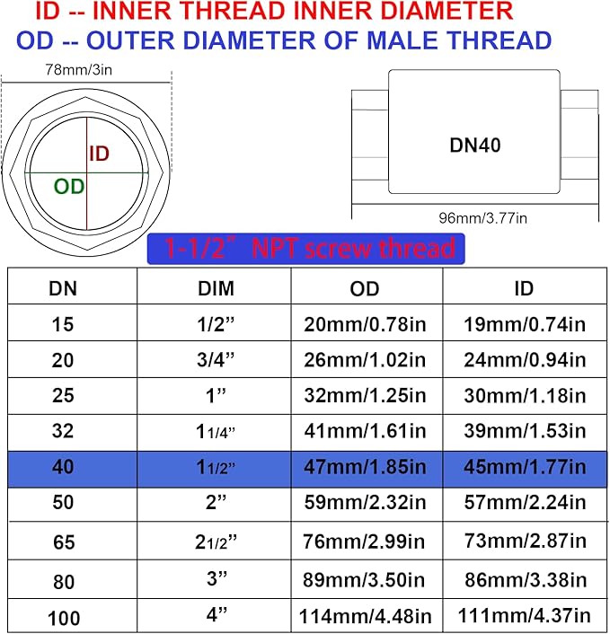 1-1/2”Stainless Steel Vertical Check Valve DN40, NPT Female Threaded Vertical Check Valve Stainless steel check valve for preventing oil-water backflow, gas-air check valve, sewage pump, etc