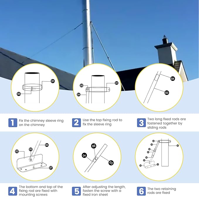 2025 Update Silver Plated High-End Ebusin 10" Extended Roof Bracket Supports Chimney Stove Pipe for DuraVent Triple Wall 6" I.D,Suitable for All Outer Diameters of 10", Stability Against Wind & Snow