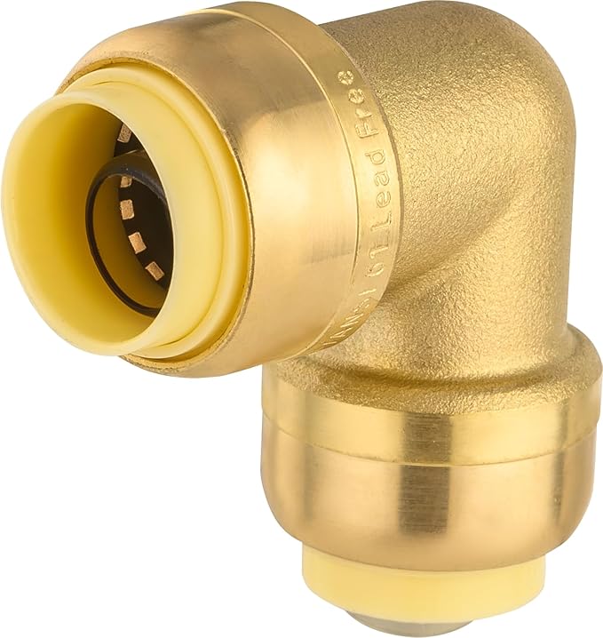 (Pack of 20) EFIELD 1/2-inch 90-Degree Elbow, Push-Fit Brass Fittings to Connect Copper, PEX, CPVC Pipe with 1/2" Disconnect Clip, UPC Certified,(PF-UNI009-20PCS)