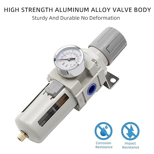 Air Compressor Water Separator Filter 1/2" NPT 150 PSI,Compressed Filter Regulator Combo,5 Micron Moisture Trap for Pneumatic Tools