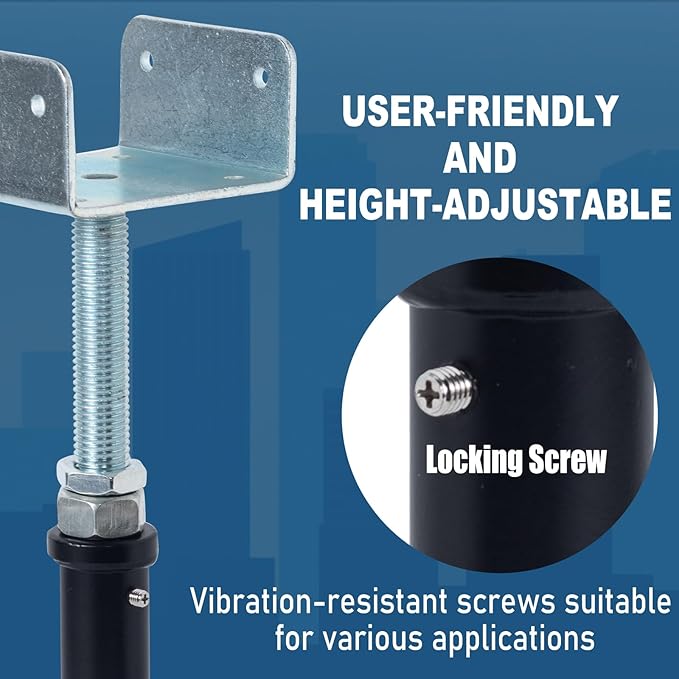 2 Pack U-Shaped Floor Jack - Adjustable Steel Beam Support for 4x2, 4x4, 4x6 Joists Heavy Duty Screw Jack with U-Head Telepost & House Jack.9-13 Inch Adjustment Range.