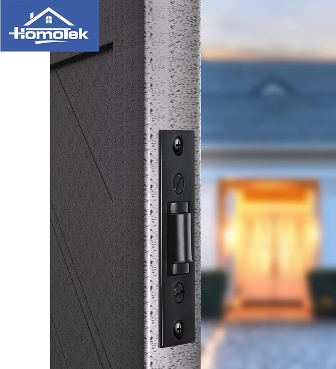 HOMOTEK 2 Pack Commercial Heavy Duty Door Roller Catch, Drive in Ball Catch with Strike Plate Solid Zinc Adjustable Silent Door Latch, Spring Tension Roller, Black