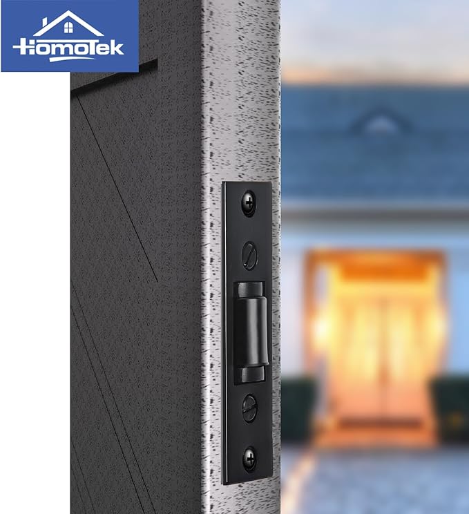 HOMOTEK 1 Pack Commercial Heavy Duty Door Roller Catch, Drive in Ball Catch with Strike Plate Solid Zinc Adjustable Silent Door Latch, Spring Tension Roller, Black