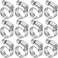 HARFINGTON 12 Pcs Hose Clamp 5/16"-15/32" (8-12mm) 304 Stainless Steel Adjustable Worm Gear Hose Clamp with Phillips Screw Assortment Kit for Fuel Line Pipe Plumbing Automotive Tube