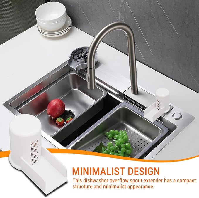 Dishwasher Air Gap Cover with Ramp, Replacement Air Gap for Dishwasher Air Gap Overflow Spout Extender With Ramp For Kitchen Sink(White)