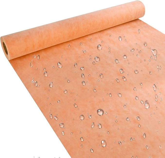 3.8 ftx57 ft Waterproof Membrane for Shower,Waterproofing Shower Membrane for Sauna Bathroom Kitchen Wall Tile Floor Underlayment,Tile Underlayment Seam Tape Uncoupling Band,23.6 Mils Thick,216 Sq Ft