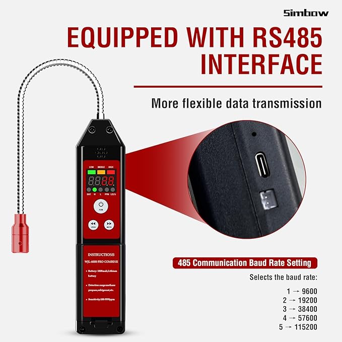 Refrigerant & Combustible Gas Leak Detector, PPM Freon Leak Detector with Loud Alarm, Natural Gas Detector Rechargeable Gas Sniffer for A2L R134A R410A Propane Methane