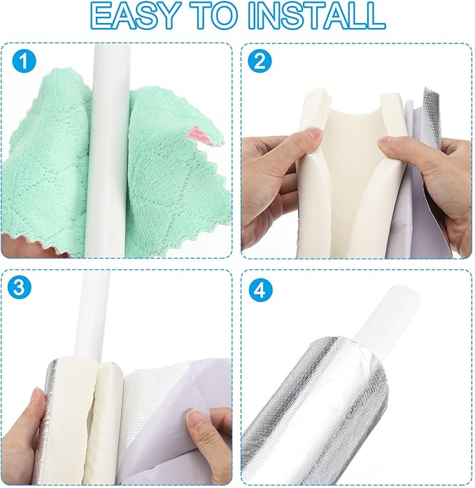 PATIKIL 3"(76mm) ID 4-9/16"(116mm) OD Pipe Insulation Foam Tube, 4Pcs 1.3Ft Self Adhesive Pre Slit Pipe Insulation Tube Cover Wrapping with Aluminum Foil for Winter Irrigation, White