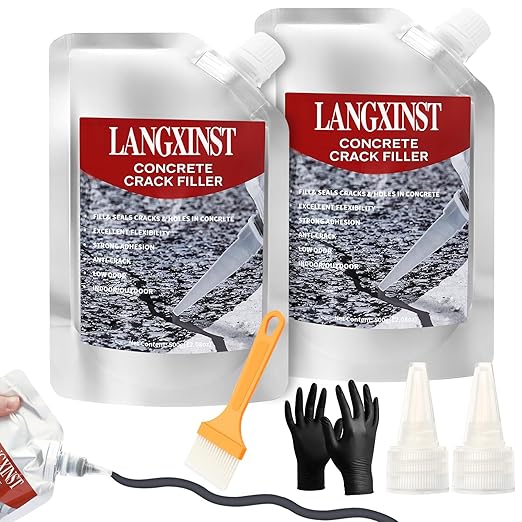 2 PCS Concrete Crack Filler, Cement Crack Repair Sealant, Quick Drying Filler Waterproof Repair Sealant, Weather Resistant Concrete Sealer Outdoor Caulking Glue for Cement-Based Materials